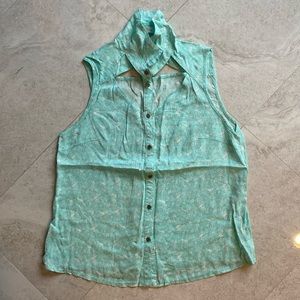 Cut Out Teal Tank Top